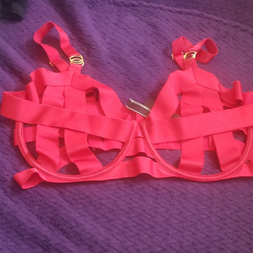 Victoria's Secret Red Strappy Cage Bra